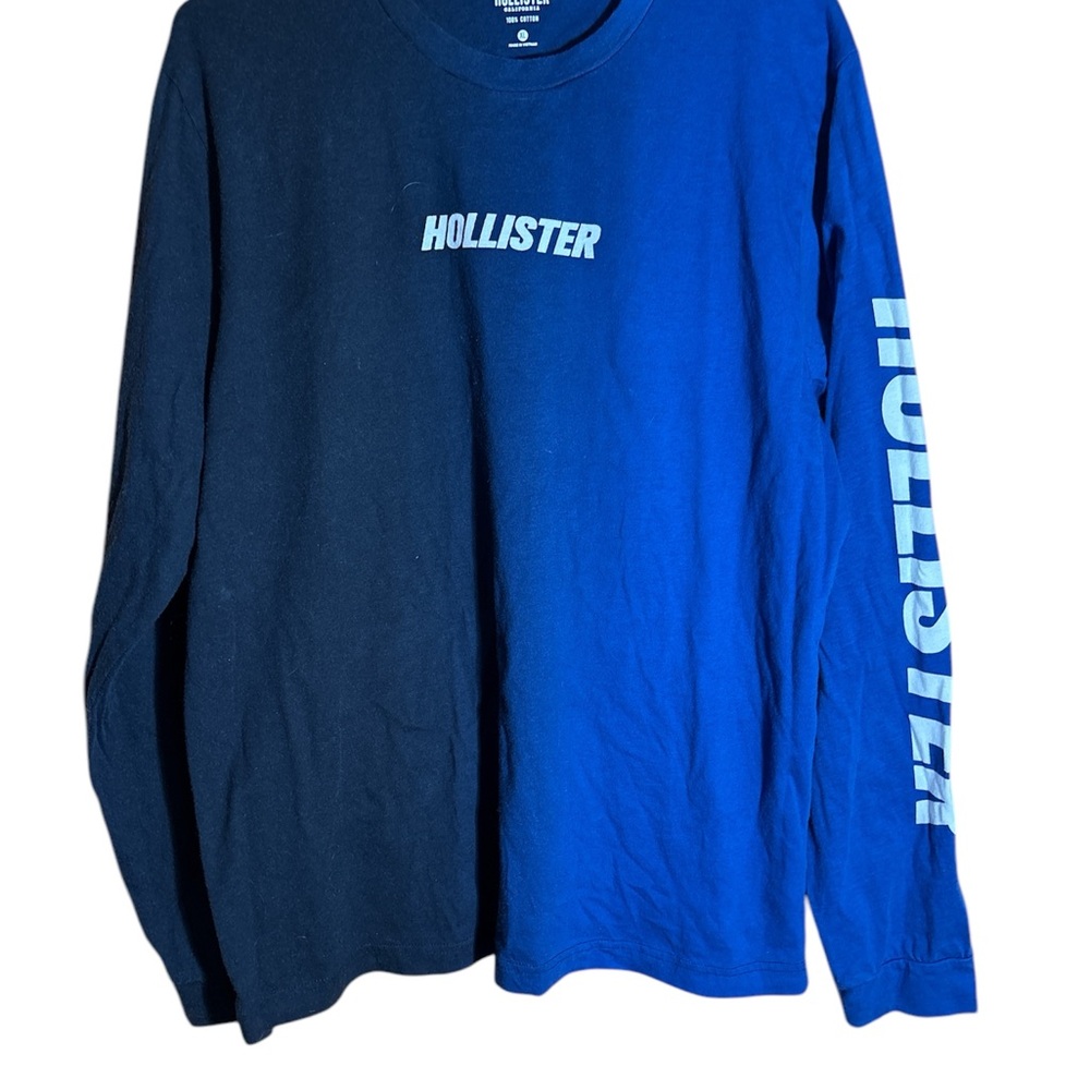 Hollister Blue and Black Long Sleeve Shirt XL
